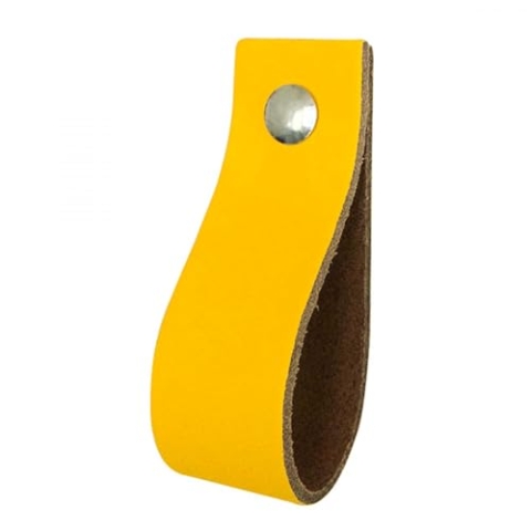 Handles and more - 6 x Ledergriffe für Möbel - Gelb - Größe S 15,8cm - inkl. 3 Schraubenfarben - Schrankgriffe Leder - Türgriffe Leder - Ledergriffe für Schuhschrank & Schublade - Lederschlaufen