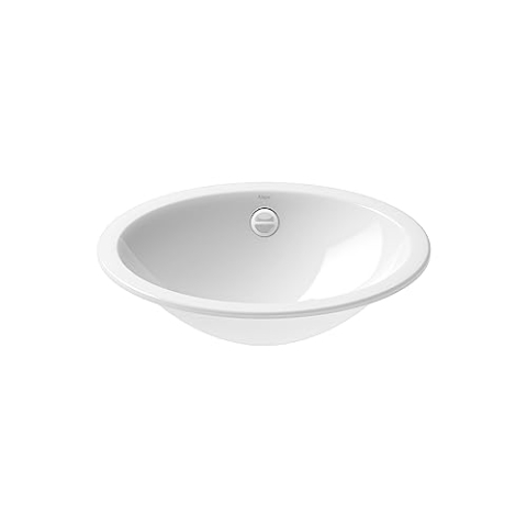 Alape˘ EB.O525 Einbaubecken, Waschbecken aus glasiertem Stahl in weiß mit antibakterieller Oberfläche, oval 52,5 x 15 x 42,5 cm, ohne Hahnloch, mit Überlauf
