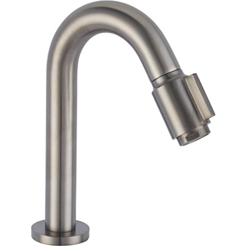 Saqu Essential 2.0 Kaltwasserhahn Gäste WC - 19 cm Hoher Waschtischarmatur - Messing - Mit Rosetten - Grau - Waschbecken - Armatur