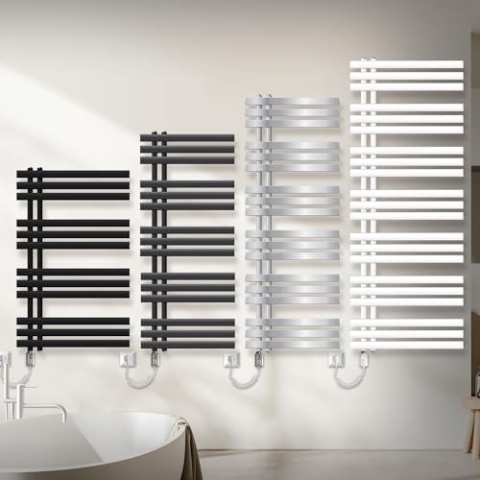 ECD Germany Iron EM Design Badheizkörper Elektrisch mit Heizstab 900W - 600 x 1400 mm - Anthrazit - Designheizkörper Paneelheizkörper Heizkörper Handtuchwärmer Handtuchtrockner