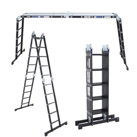 ALDORR 4x5 Profesional Klappleiter ohne Plattform - Hochwertiges Aluminium - Vielseitig einsetzbar - Tragfähigkeit bis 150 kg - Zusammenklappbar - Sicher und Zuverlässig (EN131) - Ausziehbare Leiter