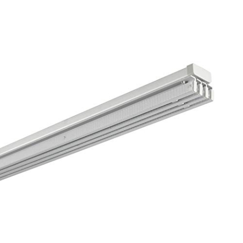 GARDINIA Emia Flächenvorhangschiene Komplett-Set, Für Schiebegardine / Schiebevorhang, Paketseite Rechts, 2-läufige Vorhangschiene inklusive Zubehör, Ausziehbar, 140-225 cm, Aluminium