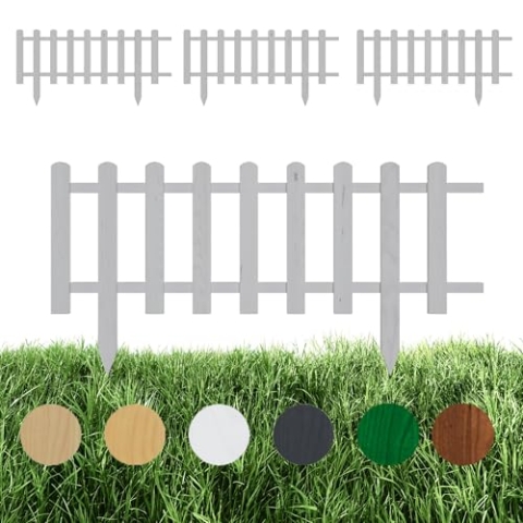 Floranica 4 Stk. Beeteinfassung Steckzaun Zierzaun 30 cm x 100 cm Weiß Gartenzaun aus Holz Dekozaun Lattenzaun Rasenkante imprägniert Umzäunung für Garten Wege Beeten