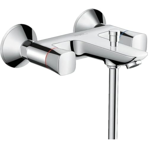 hansgrohe 2-Griff Wannenarmatur Logis, Aufputz Badarmatur für 2 Funktionen, Chrom