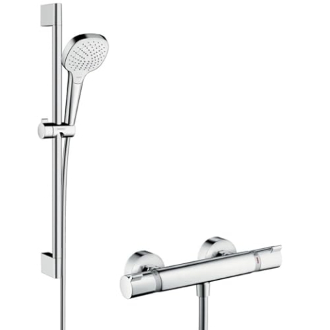hansgrohe Croma Select E Thermostatset (0,65m, 3 Strahlarten) Weiß/Chrom