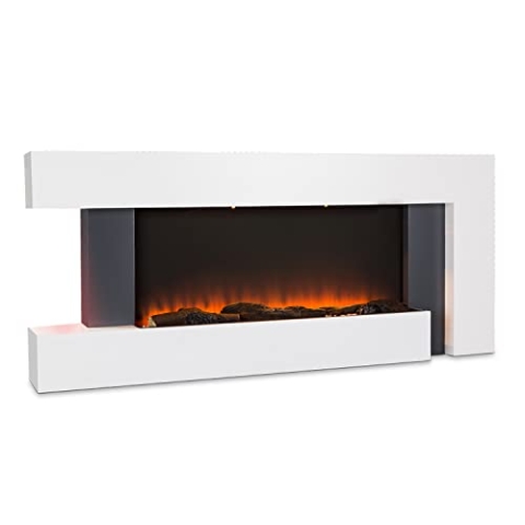 Klarstein Deko Kamin mit LED-Flammen, Elektro Kamin mit Heizung, 2000W Elektrischer Kamin, Sparsamer Kamin Elektrisch, Wandkamin mit Fernbedienung & Timer, Elektrische Kamine mit MDF-Gehäuse