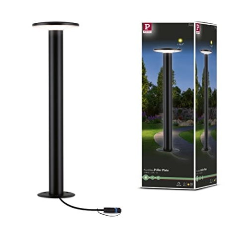 Paulmann 94312 Plug & Shine LED Außenleuchte Poller Plate incl. 1x6,1 Watt dimmbar IP44 Spritzwasserschutz Anthrazit Gartenlicht Kunststoff 3000 K