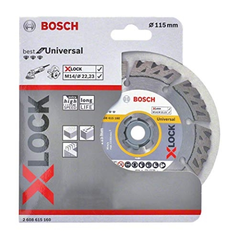Bosch Professional 1x Diamanttrennscheibe Best (Universal, X-LOCK, Ø115 mm, BohrungsØ: 22,23 mm, Schnittbreite 2,2 mm)