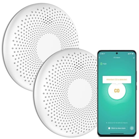 Aroha Smart Connect Rauchmelder & Kohlenmonoxid Melder WLAN - 10 Jahre Batterie - Kombination CO Melder & Feuermelder - Tuya & Smartlife - 2 Set