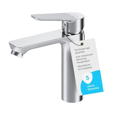 Waschtischarmatur Waschbeckenarmatur Hit Wasserhahn Bad Mischbatterie Waschbecken (Mischbatterie) Waschtisch Mischbatterie Badezimmer Badarmatur, Keramikkartusche 30mm, Chrom, FTA02100 AM.PM