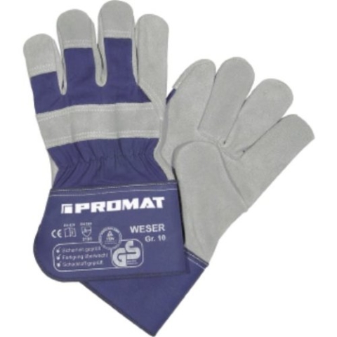 Safeline Promat Handschuhe Weser Gr.10 Rindspaltleder SAFELINE PROMAT Stulpe gummiert