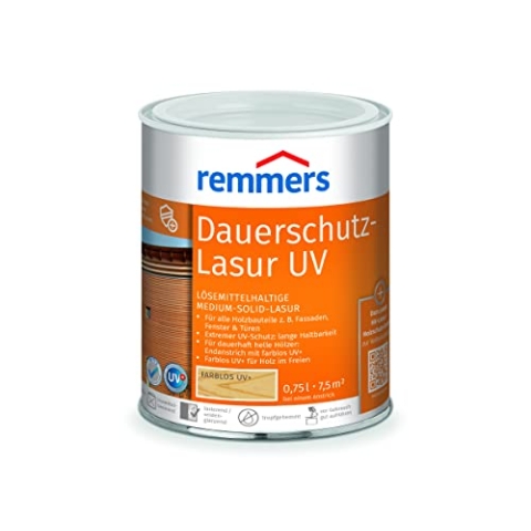 Remmers Dauerschutz-Lasur UV farblos, 2,5 Liter, Dekorative Medium-Solid-Lasur für Außen, auch für helle Farbtöne und farblos UV+, wetterbeständig