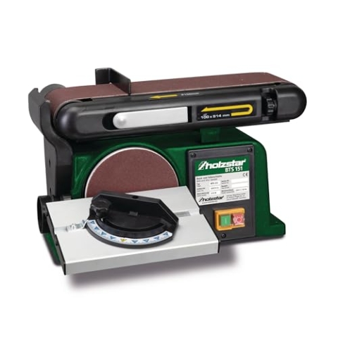 Holzstar Band- und Tellerschleifmaschine BTS151 (für Weichholz/Hartholz, kompaktes Maschinengehäuse, mit integrierten Absaugstutzen, Schleifmaschine) 7521105