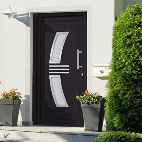 vidaXL Haustür mit Türgriffsatz Befestigungsset Dichtungsband Nebeneingangstür Eingangstür Wohnungstür Tür Außentür Kellertür Anthrazit 98x208cm