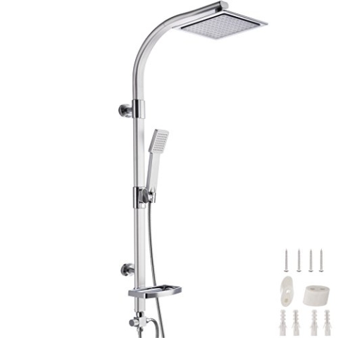 TecTake Duschsystem Regendusche mit Handbrause | Kopfbrause mit Kugelgelenk | Regenduschkopf mit 100 Düsen