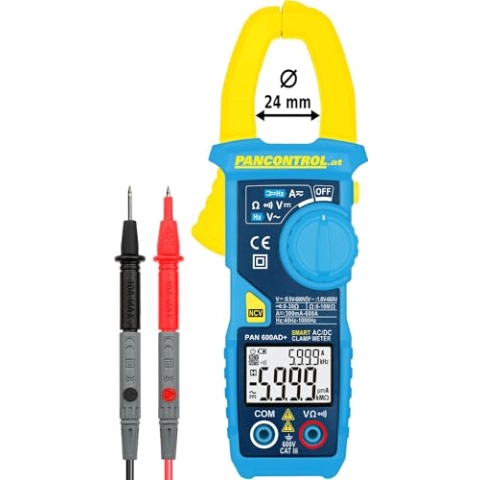 Pancontrol® PAN 600AD+ intelligente Stromzange 600A AC/DC mit autom. Funktionswahl, Phasenprüfer & kontaktlosem Spannungsprüfer