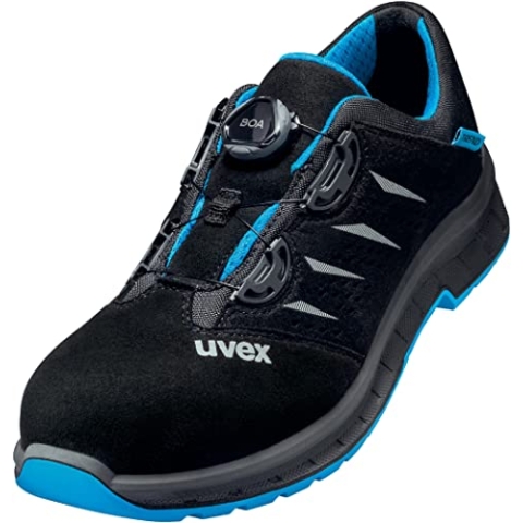 Uvex 2 Trend Halbschuh mit BOA Fit System, Sicherheitsschuhe S1 P SRC, Arbeitsschuhe für Herren, Schwarz/Blau, Größe 43