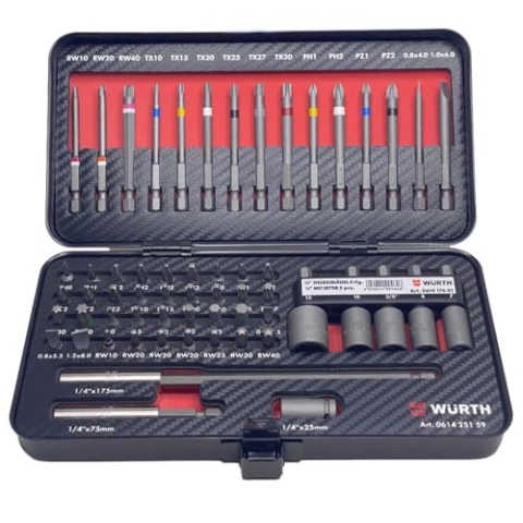 Würth Zebra 1/4 Zoll Bit-Sortiment Bitbox-Satz Bitset 59 Teile in praktischer Metallkassette 061425159