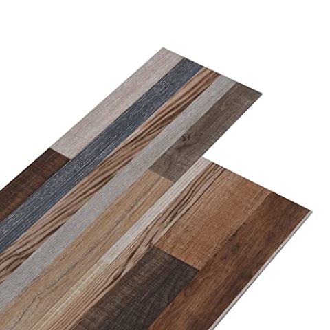 vidaXL PVC Laminat Dielen Vinylboden Vinyl Boden Planken Bodenbelag Fußboden Designboden Dielenboden 4,46m² 3mm Selbstklebend Mehrfarbig