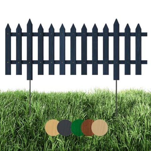 Floranica 1 STK Gartenzaun Vorgartenzaun Steckzaun Friesenzaun Zierzaun Lattenzaun 100 cm lang mit Metallpfosten Zaun für Vorgarten Gemüsebeete Höhe 40cm Anthrazit
