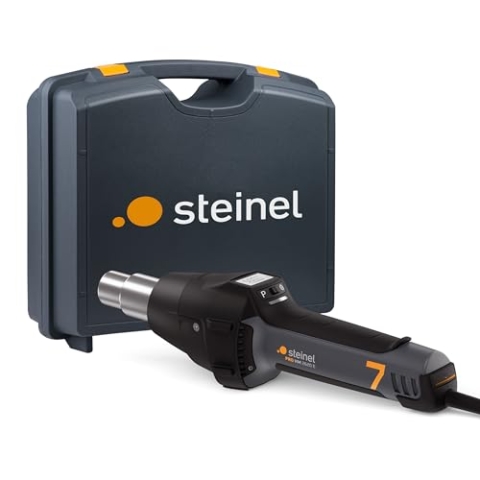 Steinel Heißluftpistole HM 2620 E im Koffer, 2300 W Stab-Heißluftgebläse, 700°C Heißluftfön, LCD-Display, LOC-Funktion