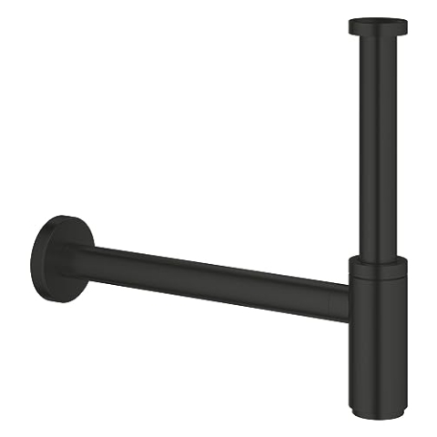 GROHE, Siphon 1 1/4", Geruchsverschluss (Ablaufgarnitur für Waschbecken und Waschtisch, Abflussgarnitur aus Messing, schraubbare Verschlusskappe zur Reinigung), schwarz, 295032430