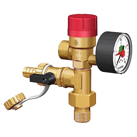 Flamco Prescofiller - Heizungsanlagen Nachfüllvorrichtung mit Sicherheitsventil und Manometer 0-4 bar | Flexibel montierbar -27685