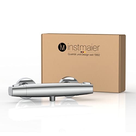instmaier T1 | Duscharmatur mit Thermostat | Duschthermostat für Badewanne und Dusche | Wannenarmatur mit Wassersparfunktion | Thermostat Duscharmatur aus Messing | Chrom | Einfache Montage