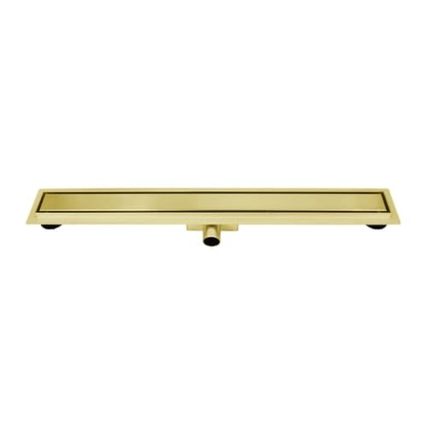 GUIDO GUSTO Duschrinne aus Edelstahl | Gold Gebürstet | 7cm x 60cm | Randablauf | Duschablauf Komplettset mit Haarsieb und Siphon | höhenverstellbarer Bodenablauf