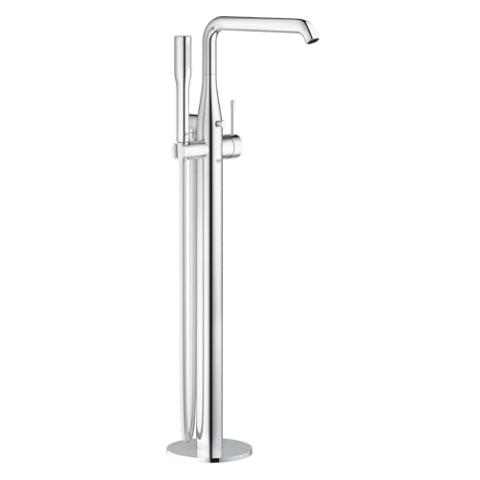 GROHE Essence, Badewannenarmatur freistehend (Wannenarmatur für die Bodenmontage, mit Duschkopf und Duschschlauhc, automatische Umstellung, ohne Unterputz Einbauset), chrom, 23491001