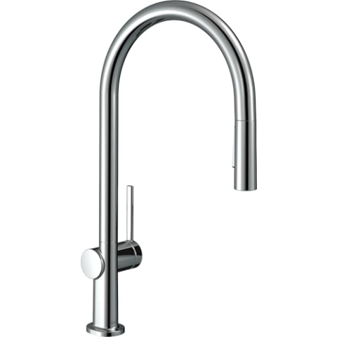 hansgrohe Küchenarmatur Talis M54 (Wasserhahn Küche mit Schlauchbox, 360° schwenkbar, ausziehbare Brause mit 2 Strahlarten, hoher Komfort-Auslauf 210mm, Standardanschlüsse) Chrom