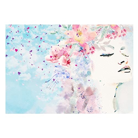 Forwall Fototapete Blumen Pastell Frau wie gemalt Aquarell Rosen Moderne Wohnzimmer Schlafzimmer Vlies Tapete Wandtapete UV-Beständig Montagefertig (368x254 cm - 4 Bahnen)