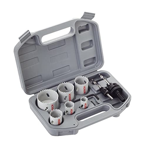 Bosch Accessories Bosch 9tlg. Lochsägen-Set HSS-Bimetall Universal (Metall, Holz, Kunststoff, Ø 24/ 27/ 32/ 35/ 40/ 52 mm, Zubehör Schlagbohrer)