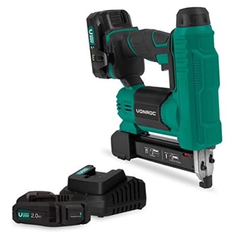 VONROC 2in1 Akku Tacker & Nagelpistole für Holz - 20V Nagler Mit 1000 Nägel & Tackerklammern, 30 Schuss pro Minute, Variable Schlagkraft - Inkl. 2x2Ah Akku und Ladegerät