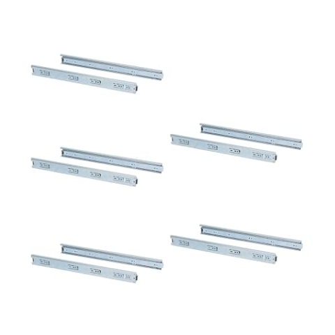 Emuca 3043805 Set Schubladenführungen, vollauszug mit Rollen, Lot von 5, Verzinktem, 650 mm