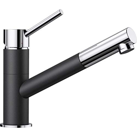 BLANCO KANO-S | Küchenarmatur in anthrazit/chrom | Hochdruck | Mit herausziehbarem Schlauch | Rückflussverhinderer | Keramik Kartusche | Gesicherte Wasserqualität & wassersparend