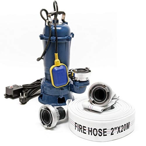 Wiltec Schmutzwasserpumpe 1500W 22800l/h mit Schwimmerschalter max. Förderhöhe 10m mit 20m Schlauch