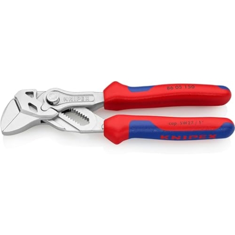 KNIPEX Zangenschlüssel Zange und Schraubenschlüssel in einem Werkzeug mit Mehrkomponenten-Hüllen verchromt 150 mm 86 05 150 SB