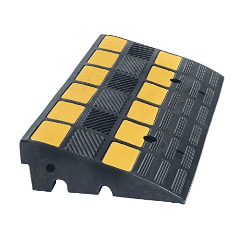 Moravia MORION Bordstein-Rampe (Gummi, LxBxH 600x300x100, schwarz, gelb reflektierend, belastbar bis 40 t) 279.23.929