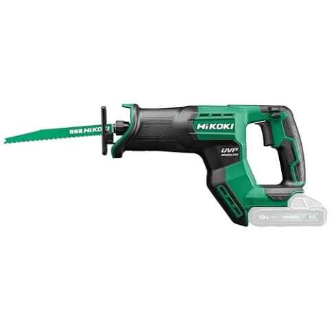 HIKOKI Akku Säbelsäge CR18DMA (18V, Sägehub: 29 mm, Leerlaufvibration: 8,7 m/sec², Sägen in Holz Ø: 300 mm, Sägen in Rohr Ø: 130 mm, Sägen in Stahl Ø:19 mm,) OHNE Akku, Ladegerät und Transportkoffer.