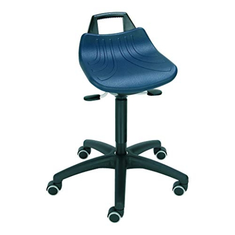 STIER Stehhilfe mit Rollen, Sitzhöhe 520-710 mm, PU-Sitz mit Tragegriff, rückenschonend, ergonomisch, Sitz 15° neigbar