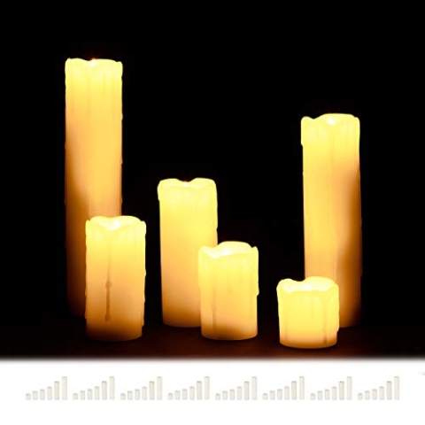48 x LED Kerze im Set, Echtwachskerzen flammenlos, elektrische Kerzen flackernd, Batterie, Durchmesser 5 cm, creme