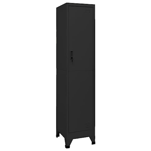 vidaXL Schließfachschrank Spind Schrank Umkleideschrank Metallschrank Fächerschrank Aktenschrank Büroschrank Lagerschrank Schwarz 38x45x180cm Stahl