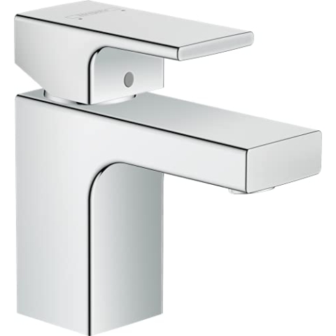 hansgrohe Vernis Shape - Waschtischarmatur ohne Ablauf, Wasserhahn Bad mit Auslauf Höhe 71 mm, Mischbatterie Waschbecken wassersparend (EcoSmart), Chrom, 71567000