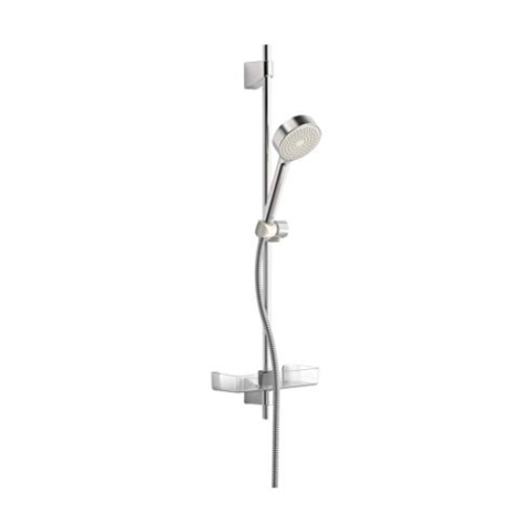 Hansa Wandstangenset / Brauseset Basicjet | + Wandstange, Montageset, Handbrause, Schlauch, Schieber, Seifenschale | Stange 720 mm, Durchmesser Brausekopf: Ø 95 mm, 1-strahlig, Brauseschlauch: 1750 mm