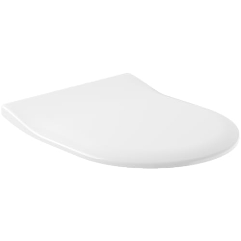 Villeroy & Boch Architectura WC-Sitz SlimSeat, Toilettendeckel mit Absenkautomatik, abnehmbarer Toilettensitz aus bruchsicherem Duroplast, Klodeckel Original Ersatzteil, D-Form, Weiß Alpin, glänzend