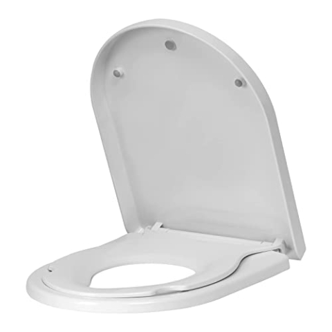 WOLTU Toilettendeckel mit Kindersitz, WC-Sitz mit Absenkautomatik für Familie, Klodeckel mit Ein-Knopf-Freigabe, antibakterielle Klobrille in D-Form