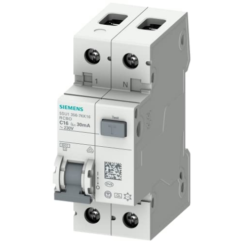 SIEMENS - Siemens 5SU13567KK16 FI/LS-Schalter RCBO 1P+N 6kA TypA 30mA C16 230V