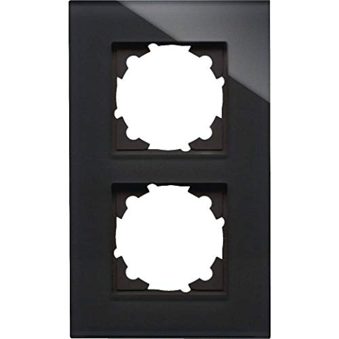 Kopp Glas-Abdeckrahmen 2-Fach schwarz für Schalterprogramm Athenis und HK07 405405004, Glas schwarz