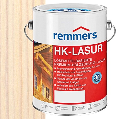 Remmers HK-Lasur 3in1 weiß, 5 Liter, Holzlasur aussen, 3n1: Imprägnierung, Grundierung & Lasur, Holzschutz vor Feuchtigkeit & UV-Strahlung